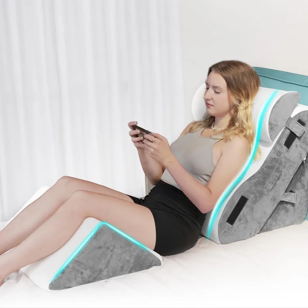 Orthopedic Bed Wedge Pillow Set, 4 Pcs, Adjustable Foam Pillow for Sleeping, Pos